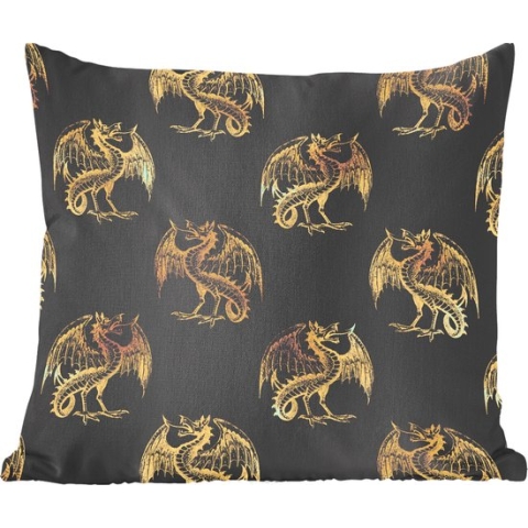 Sierkussens - Kussentjes Woonkamer - 45x45 cm - Patronen - Draak - Goud - Zwart