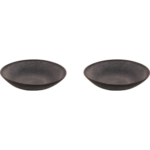 Palmer Bord diep Houston 22 cm Zwart Grijs Stoneware 2 stuk(s)
