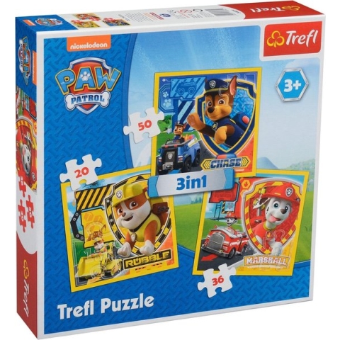 Trefl Puzzel Paw Patrol 3 in 1: 20/36/50 stukjes