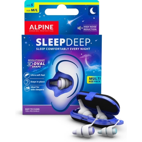 Alpine SleepDeep Multisize- Oordoppen - slapen- comfortabel en hoge demping - Medium & Small 27dB - 2 paar