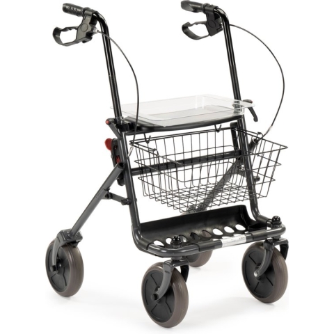 Inklapbare / opvouwbare rollator Donkergrijs - Inclusief dienblad, stokhouder en mandje