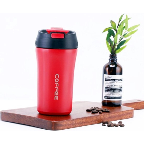 Hbs Rvs Thermosbeker - Drinkfles - Herbruikbare Koffiebeker - 420 Ml - Rood