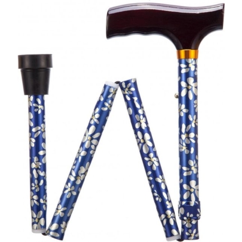 Opvouwbare wandelstok - gebloemd 74 - 84 cm