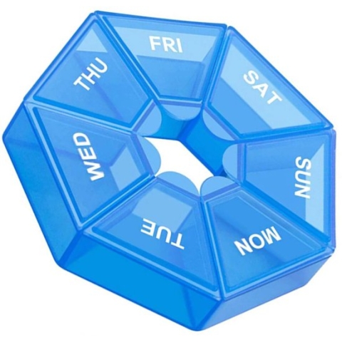 Cabantis Hexagon Mini-Pillendoos|Pillen Organizer|Medicijn Doosje|Pillendoos 7 Dagen|Blauw