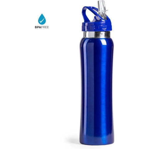 Drinkfles/waterfles 800 ml blauw van RVS - Sport bidon