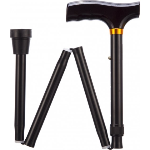 Opvouwbare wandelstok - zwart 74 - 84 cm