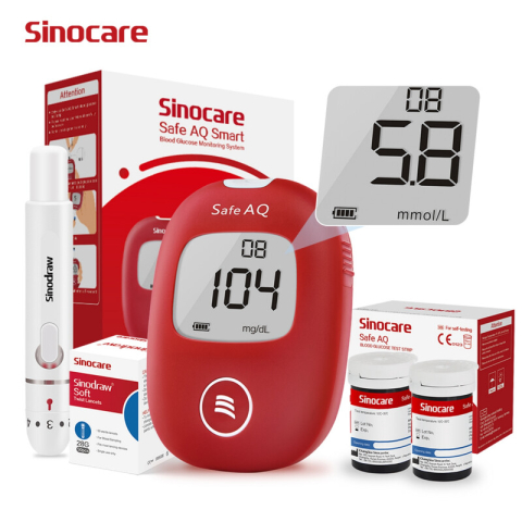 Sinocare Safe AQ Smart - Glucosemeter kit – Bloedsuiker Tester – inclusief 100 test strips en 100 lancetten