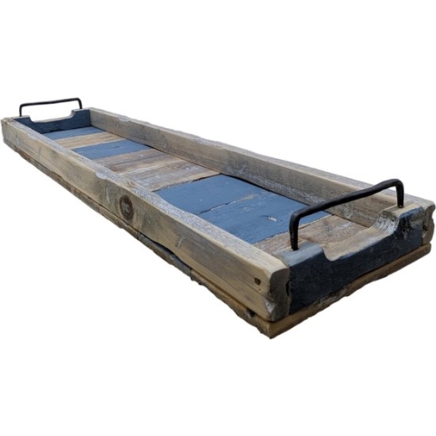 Houten dienblad 78cm langwerpig houten dienblad blauwtint | GerichteKeuze