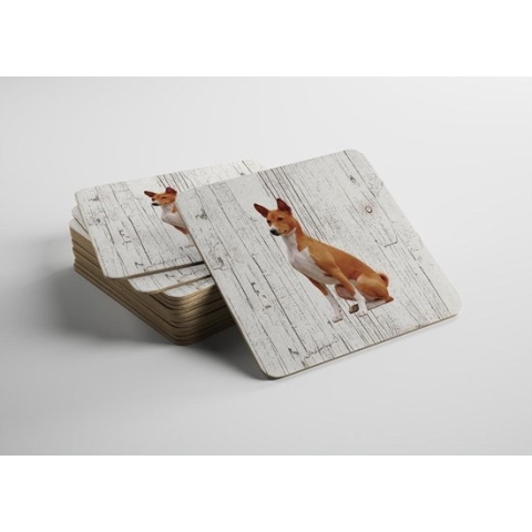 Hond Basenji | Houten Onderzetters 6 Stuks