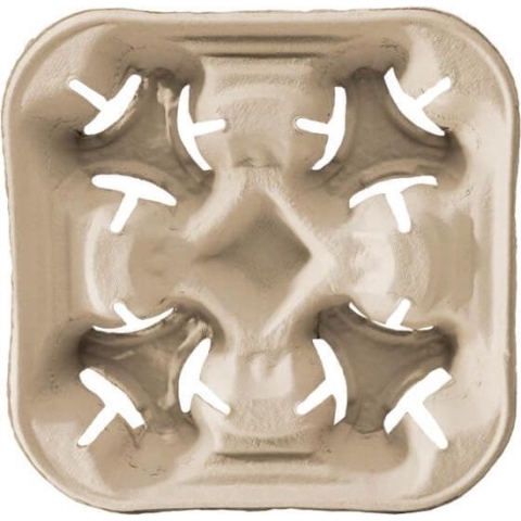 Draagtray, karton "To Go" 5 cm x 20 cm x 20 cm voor 4 bekers (100 stuks)