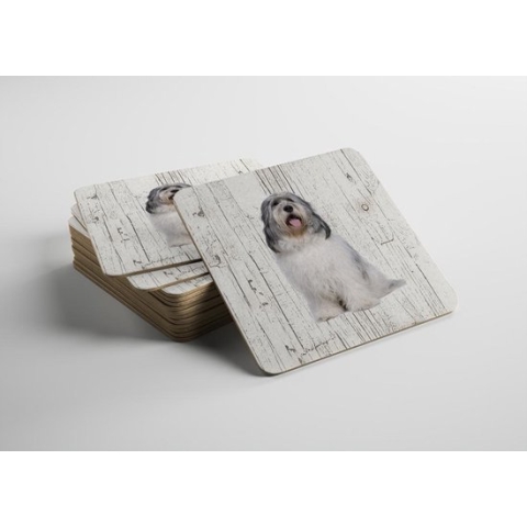 Hond Bobtail Terrier | Houten Onderzetters 6 Stuks