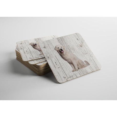 Hond Tatrahond | Houten Onderzetters 6 Stuks