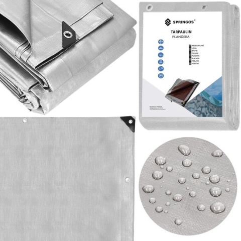Springos Afdekzeil | Dekzeil | Zeildoek | Waterdicht | PVC | 4 x 8 m | 210 g/m2 | Grijs/Bruin