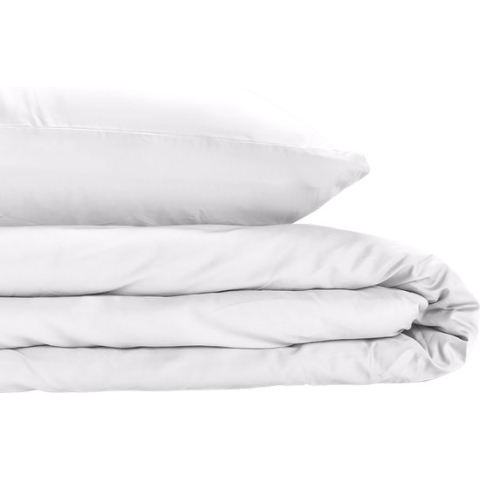 Wocha Dekbedovertrek Set - 100% Katoen Satijn (300TC) - 140x200/220 - Wit - Premium kwaliteit