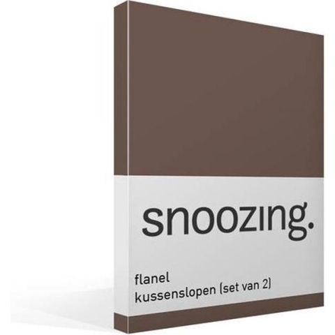Snoozing - Flanel - Kussenslopen - Set van 2 - 60x70 cm - Taupe