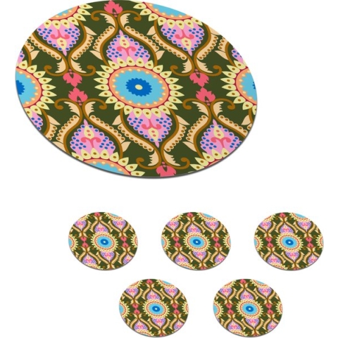 Onderzetters voor glazen - Rond - Design - Orient - Retro - 10x10 cm - Glasonderzetters - 6 stuks