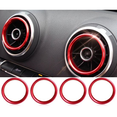 BukkitBow - Luchtrooster Ringen - Geschikt voor Audi A3 8V S3 8V Q2 RS3 - Rood