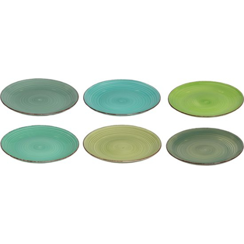 Dinerborden (6 stuks) - Groene tinten - Ø26.5 - Dinerbord - Borden
