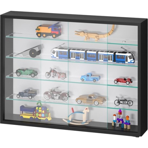 Vitrinekast staande hangende wandvitrine - schuifdeuren - 75 x 55 x 14 cm