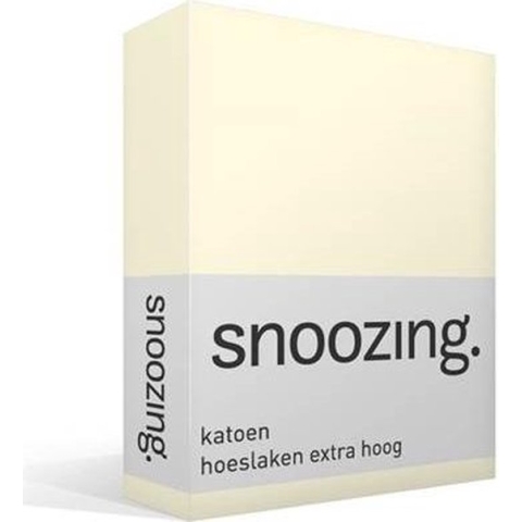 Snoozing - Katoen - Extra Hoog - Hoeslaken - Lits-jumeaux - 180x220 cm - Ivoor