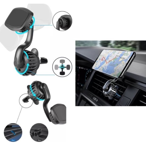 Pearlycase autohouder iPhone SE 2020/ iPhone SE 2022 – telefoonhouder met krachtige magneet – car phone holder black - geschikt voor ventilatierooster – draaibare gsm houder auto – extra sterke venthouder