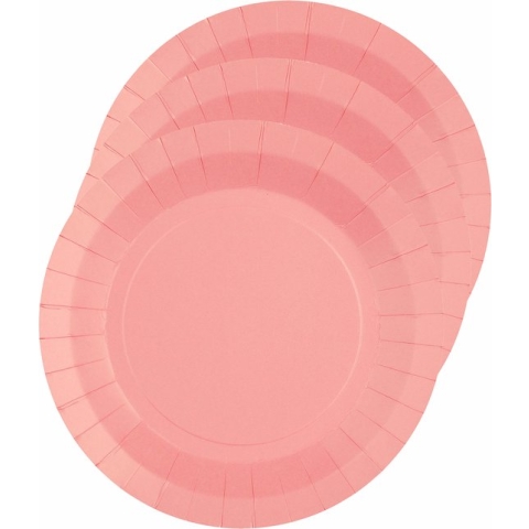Santex feest bordjes rond - roze - 20x stuks - karton - 22 cm