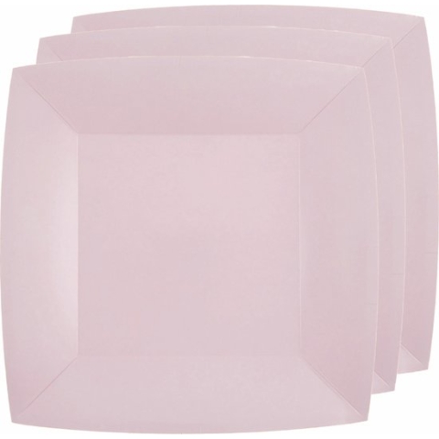 Santex feest diner bordjes - 30x stuks - papier/karton vierkant - lichtroze - 23cm