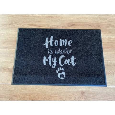 ADmat | deurmat Home is where my cat is | zwart | 75x50cm |