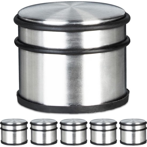 Relaxdays 6x deurstopper 1 kg - XL deurvastzetter - deurbuffer - deurstop verchroomd