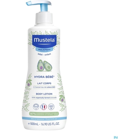 Mustela Hydra Bébé Lichaamsmelk met BIO avocado -500ml -normale huid- baby