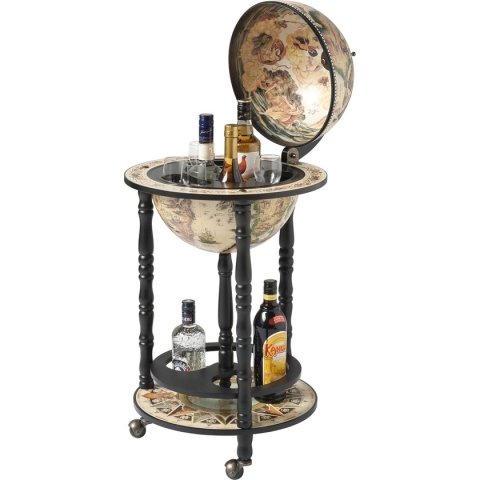 Brulo Wereldbol  Globe Globebar barglobe Vespucci Zwart/Wit 33 cm