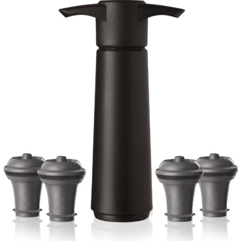 Vacu Vin Wine Saver Zwart | 4 Vacuum Wine Stoppers