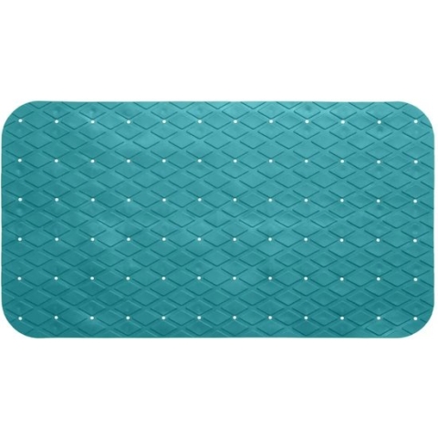 5Five - Badkamermat - Turquoise  Blauw - Antislip - PVC - 69x39cm - met Zuignappen