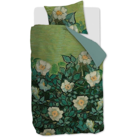 Beddinghouse x Van Gogh Museum Wild Roses dekbedovertrek - Eenpersoons - 140x200/220 - Groen