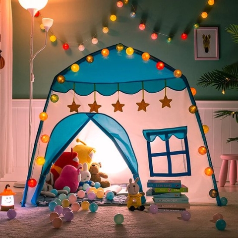 Speeltent XL met LED verlichting - Tent - Blauw