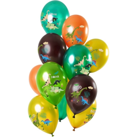 Folat - Ballonnen Dino's Groen Metallic 30cm - 12 stuks