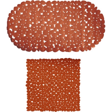 MSV Douche/bad anti-slip matten set badkamer - pvc - 2x stuks - terracotta - 2 formaten