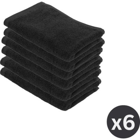 Gastendoekje DELUX 30x50cm - zwart - SET/6