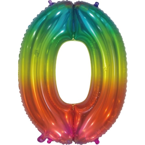 Regenboog Cijfer Ballon 0. | 86cm
