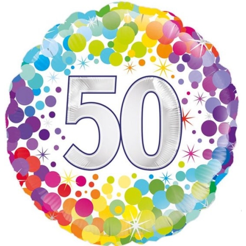 Oaktree - Folieballon 50 Confetti Regenboog 45 cm