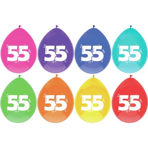 Haza Ballonnen - 55 jaar - leeftijd verjaardag - 16 stuks - 29 cm