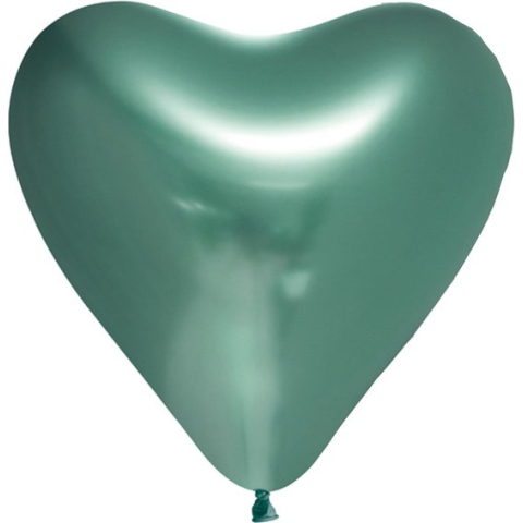 Wefiesta Vormballon Hart Spiegelend 30 Cm Latex Groen 6 Stuks