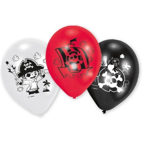Amscan Ballonnen Pirate 23 Cm Wit/zwart/rood 6 Stuks