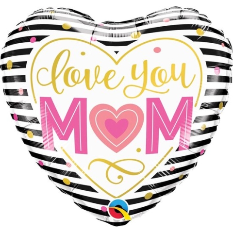 Qualatex - Folieballon Love You MOM Gestreept 46 cm