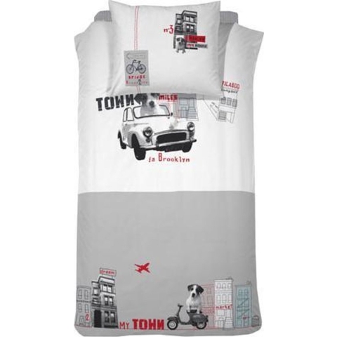 Damai Brooklyn Dekbedovertrek - Eenpersoons - 140x200/220 cm - Grijs