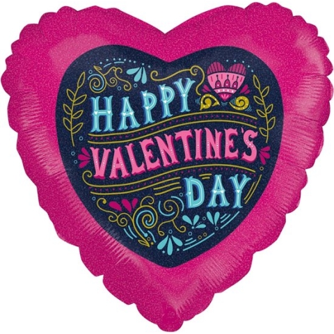 Oaktree - Folieballon hart Happy Valentines Day Vintage