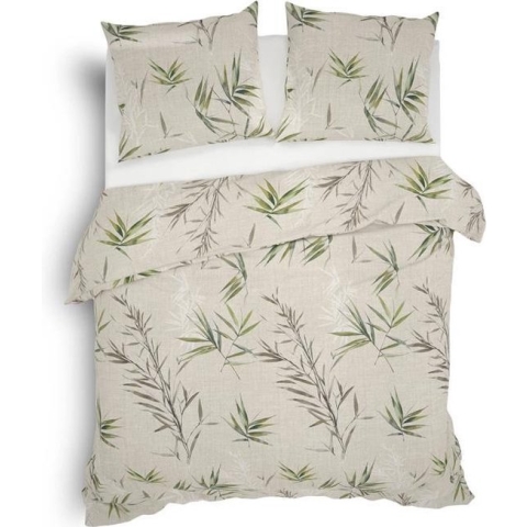 Heckett & Lane Sami Dekbedovertrek - Flanel - Lits-jumeaux - 240x200/220 cm - Natural Green