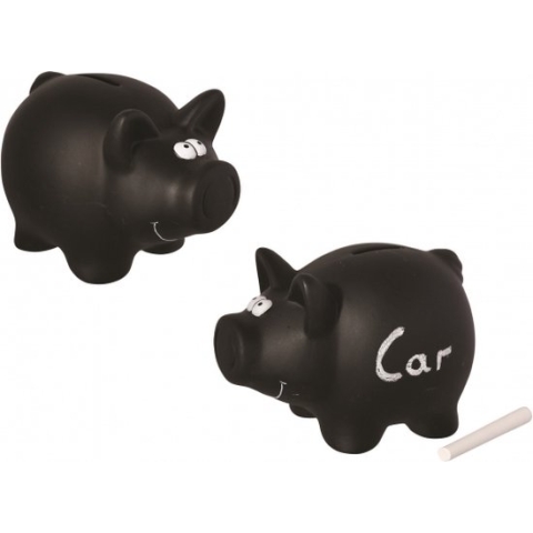 Beschrijfbaar spaarvarken / spaarpot 16 cm - kinder spaarpot zwart