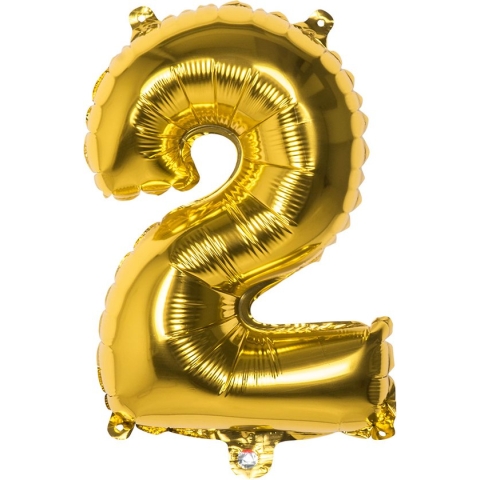 Boland - Folieballon '2' goud (36 cm) 2 - Goud - Cijfer ballon