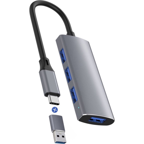 Rolio USB 3.0 Hub - 4 Poorten - Inclusief USB C Converter - USB Splitter